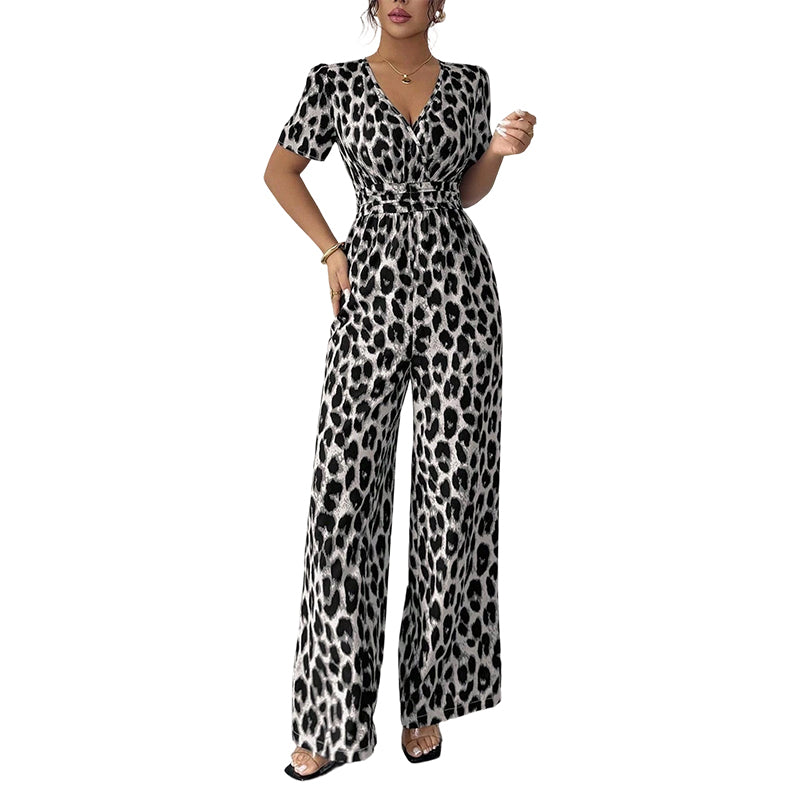 💎 -50% SUR LA COMBINAISON LÉOPARD ! 💎 Col V, Taille Cintrée & Jambes Larges ✨