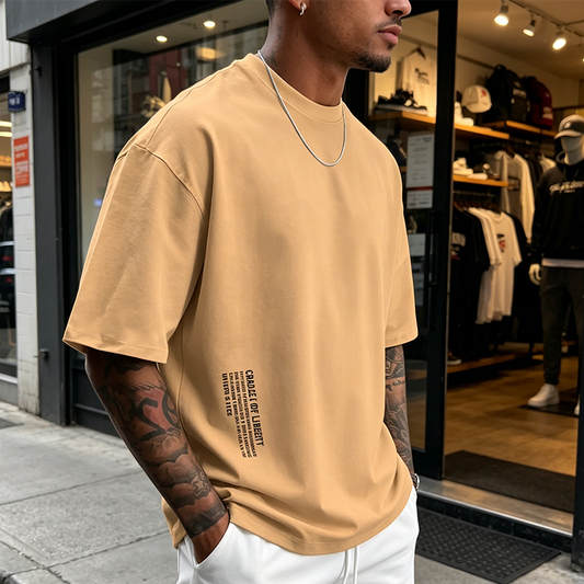 👕✨ PROMO -50% ! T-Shirt Homme Coupe Oversize – Mélange Coton Premium, Imprimé Urbain & Style Décontracté (7 Couleurs, S-4XL)