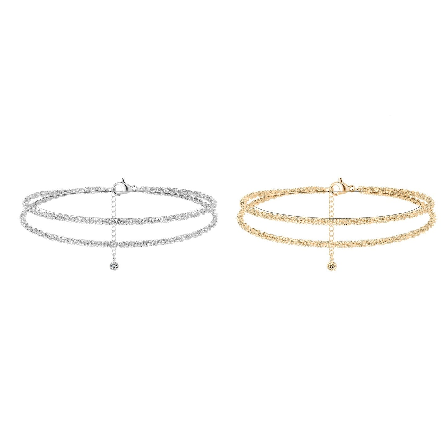 🌺 ACHETEZ 1, OBTENEZ 1 GRATUIT ! ⏳ Bracelet de Cheville en Argent – Multilayer, Étanche & Taille Ajustable 💫
