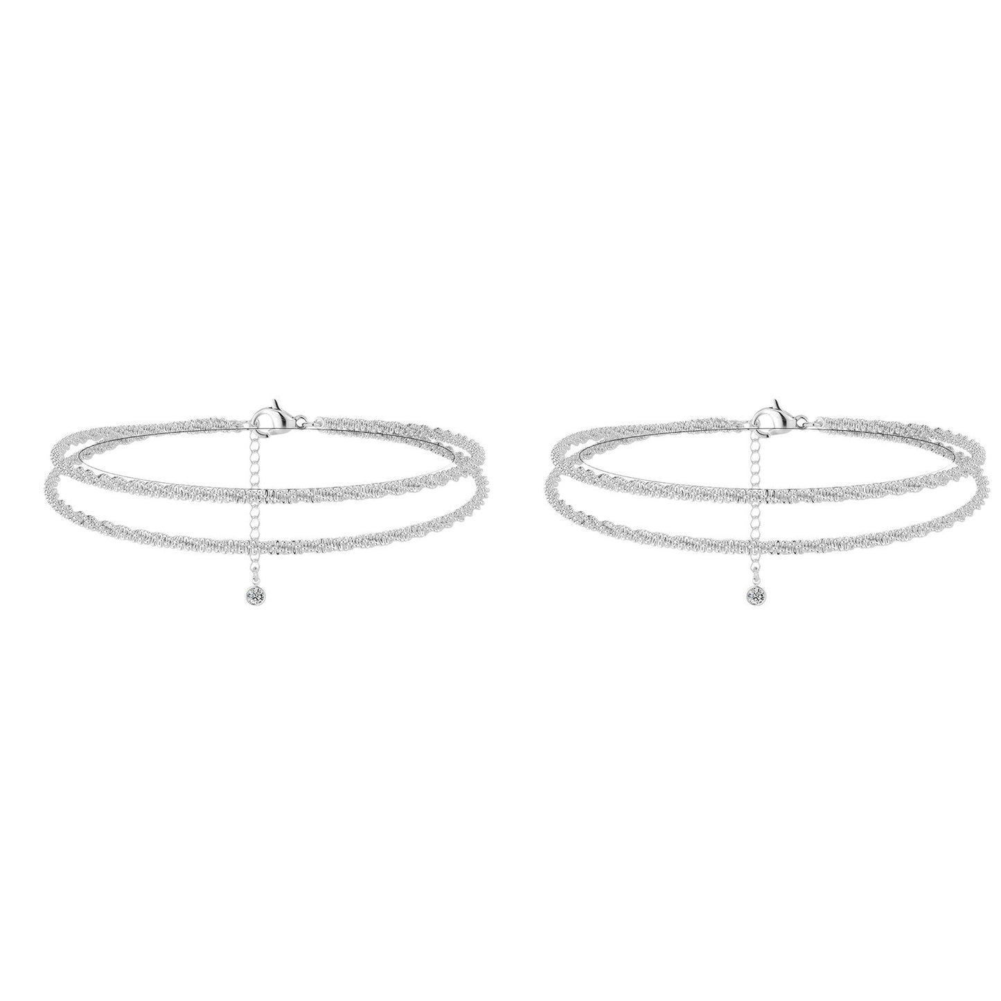🌺 ACHETEZ 1, OBTENEZ 1 GRATUIT ! ⏳ Bracelet de Cheville en Argent – Multilayer, Étanche & Taille Ajustable 💫