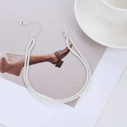 🌺 ACHETEZ 1, OBTENEZ 1 GRATUIT ! ⏳ Bracelet de Cheville en Argent – Multilayer, Étanche & Taille Ajustable 💫