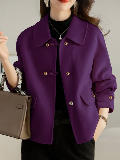 Elegante tweedblazer voor dames met Peter Pan-kraag en parelknopen.