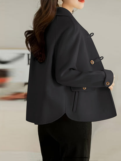 Elegante tweedblazer voor dames met Peter Pan-kraag en parelknopen.