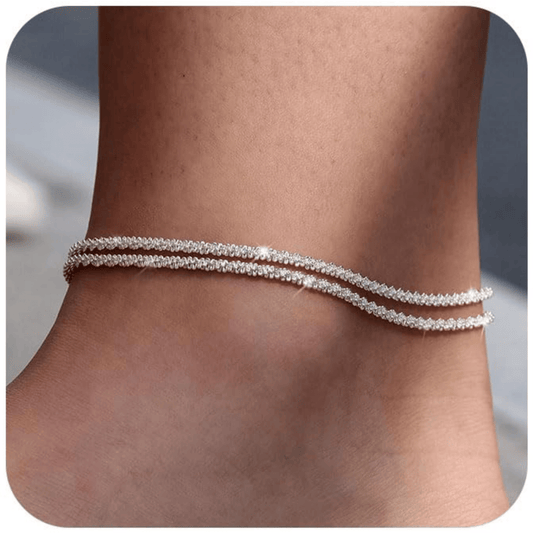 🌺 ACHETEZ 1, OBTENEZ 1 GRATUIT ! ⏳ Bracelet de Cheville en Argent – Multilayer, Étanche & Taille Ajustable 💫