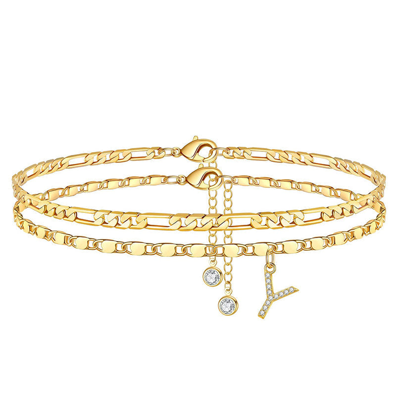💐50% DE RÉDUCTION ! Bracelet de Cheville 2 Pièces – Style Superposé Tendance 💃🌟【Prix Exceptionnel】