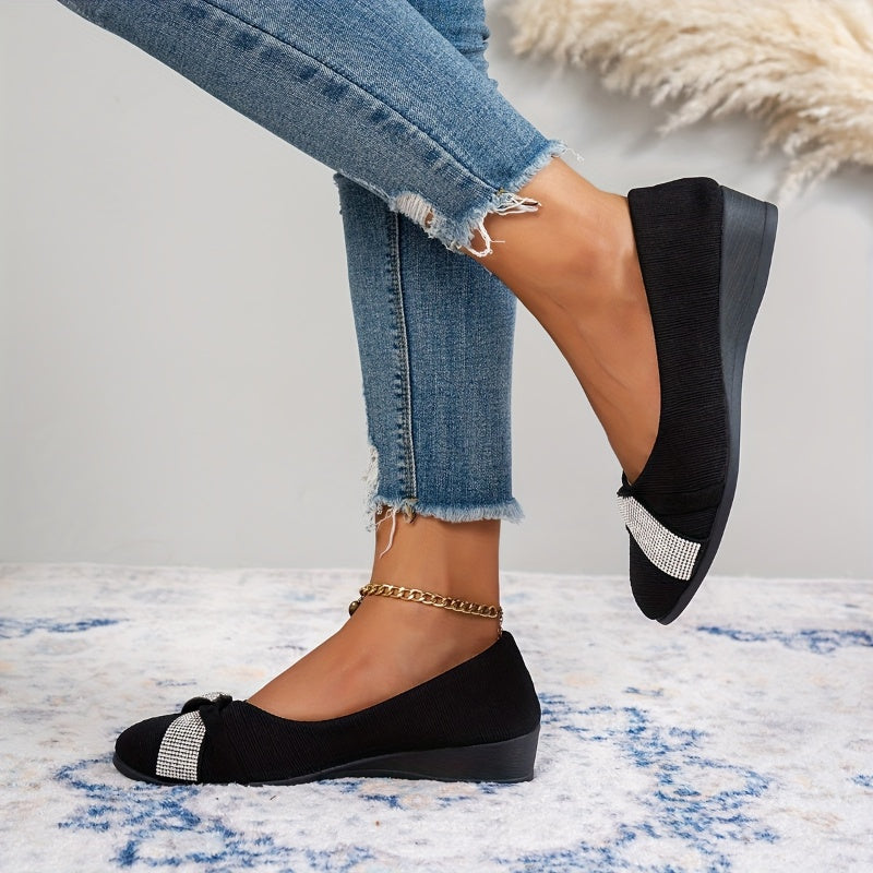 Chaussures compensées légères et tendance pour femmes avec strass