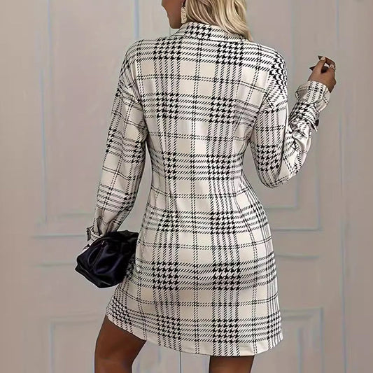 ⏳50 % de réduction pour une durée limitée⏰Robe chemise A-line à carreaux élégante pour femme👗