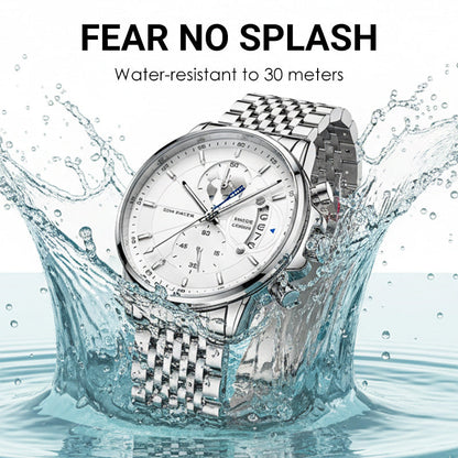 Montre à quartz lumineuse et étanche pour homme