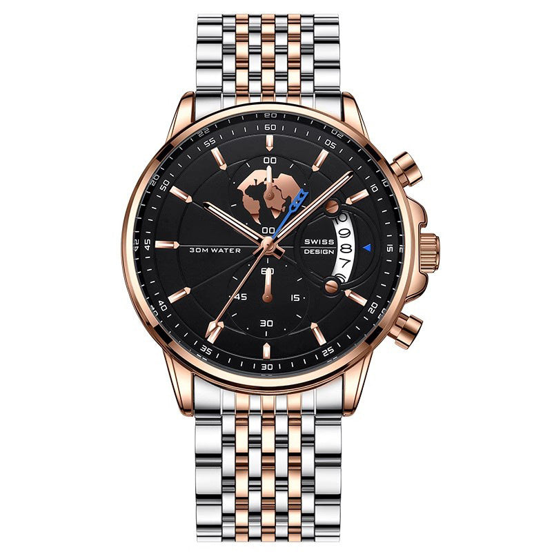 Montre à quartz lumineuse et étanche pour homme
