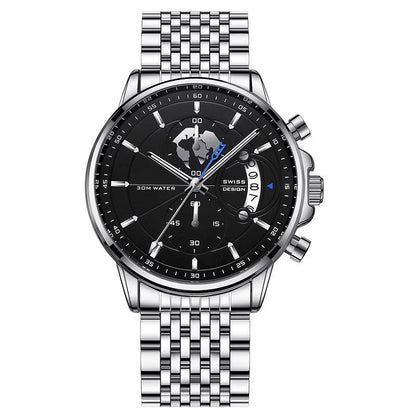 Montre à quartz lumineuse et étanche pour homme