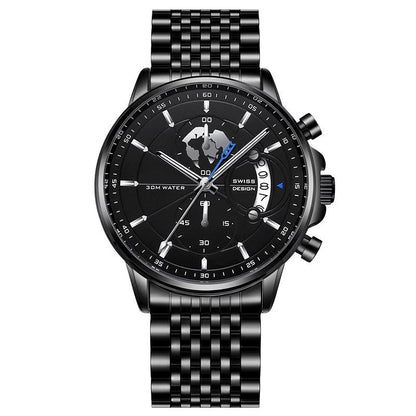 Montre à quartz lumineuse et étanche pour homme