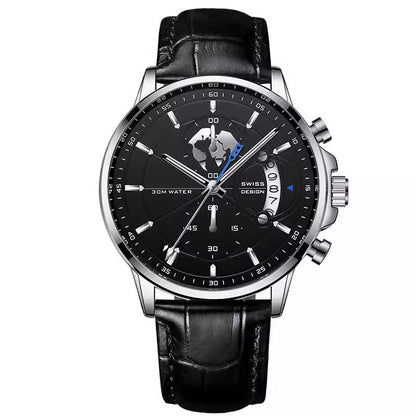 Montre à quartz lumineuse et étanche pour homme