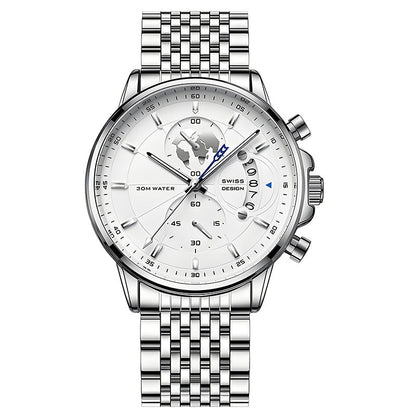 Montre à quartz lumineuse et étanche pour homme