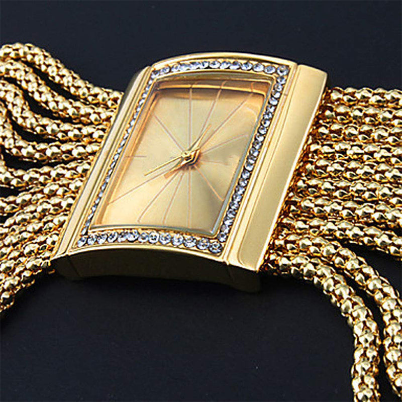 📢📢50 % de réduction ！✨Montre carrée pour femme avec quartz et strass