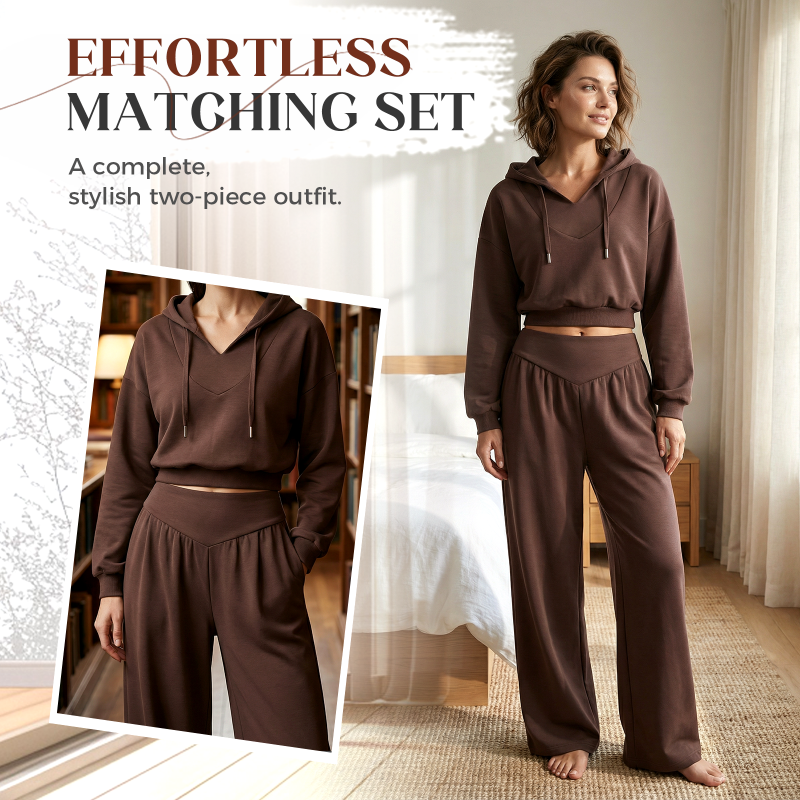📢📢50 % de réduction !!⏰Women's Crop Hoodie & Wide-Leg Pants Set