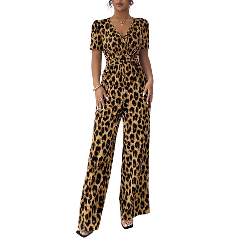 💎 -50% SUR LA COMBINAISON LÉOPARD ! 💎 Col V, Taille Cintrée & Jambes Larges ✨