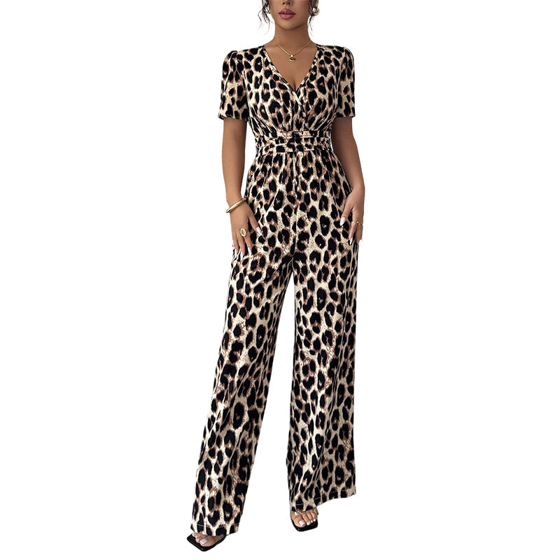💎 -50% SUR LA COMBINAISON LÉOPARD ! 💎 Col V, Taille Cintrée & Jambes Larges ✨
