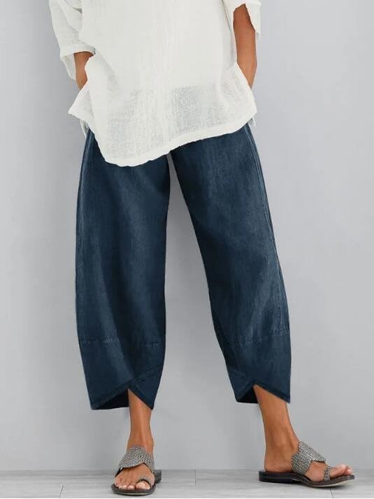 💎💃 PROMO -50% ! Pantalon Femme Coton & Lin – Coupe Large, Taille Élastiquée & Respirant (Kaki/Gris/Vert/Noir/Bleu Marine, S-5XL)
