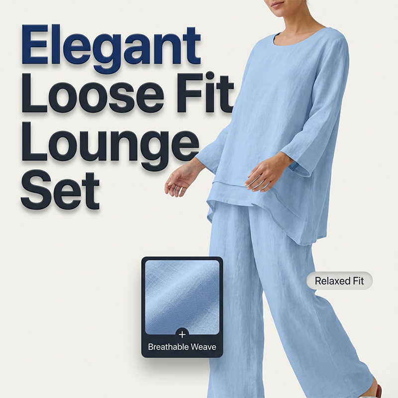 👚 50% DE RÉDUCTION! 💃 Ensemble Tunique Ample & Pantalon à Jambes Larges – Look Décontracté, Tissu Léger & Parfait Pour Le Printemps/Été 🌸