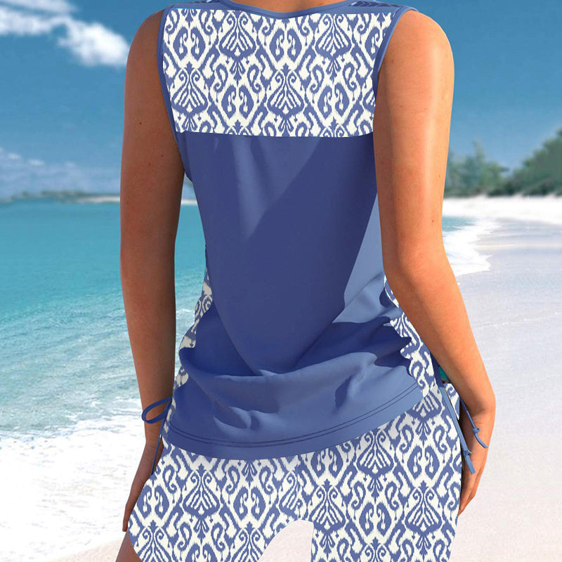 🥳💞💥 SOLDES D'ÉTÉ -50% ! Maillot de Bain Tankini 2 Pièces pour Femme – Côtés Réglables, Short de Couverture & Encolure Croisée (9 Couleurs, S-3XL)