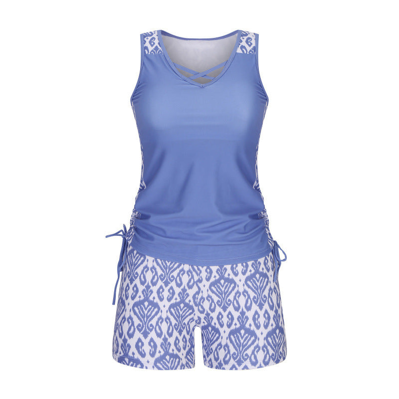 🥳💞💥 SOLDES D'ÉTÉ -50% ! Maillot de Bain Tankini 2 Pièces pour Femme – Côtés Réglables, Short de Couverture & Encolure Croisée (9 Couleurs, S-3XL)
