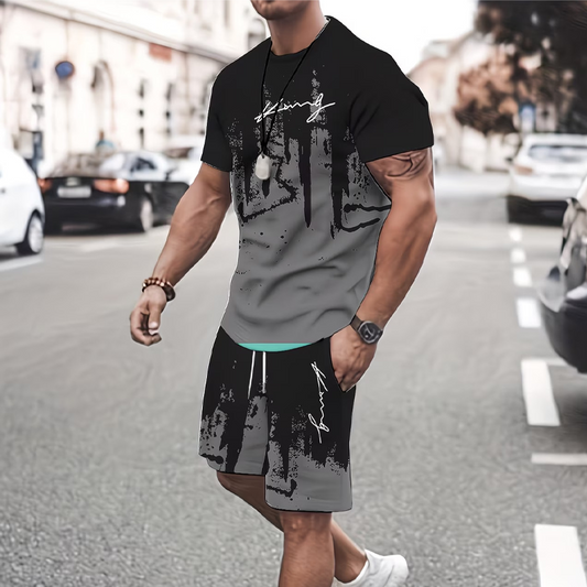 👕 50% DE RÉDUCTION EN CE MOMENT ! 🔥 Ensemble t-shirt et short à imprimé graphique pour homme – Tissu doux, design audacieux, idéal pour les journées d'été ☀️
