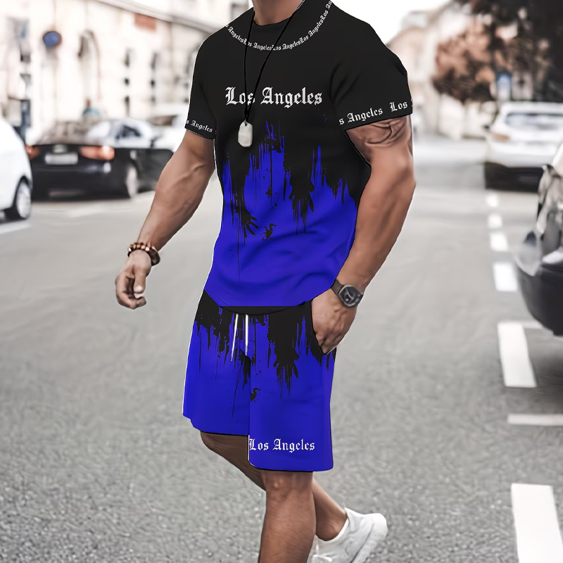 👕 50% DE RÉDUCTION EN CE MOMENT ! 🔥 Ensemble t-shirt et short à imprimé graphique pour homme – Tissu doux, design audacieux, idéal pour les journées d'été ☀️