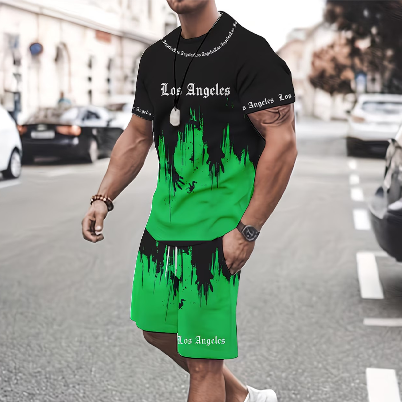 👕 50% DE RÉDUCTION EN CE MOMENT ! 🔥 Ensemble t-shirt et short à imprimé graphique pour homme – Tissu doux, design audacieux, idéal pour les journées d'été ☀️
