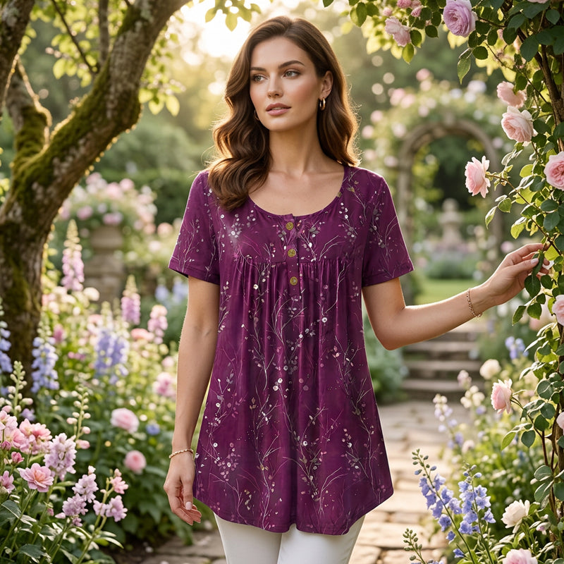 ✨🌸Top fleuri à plis – ample, confortable et élégant