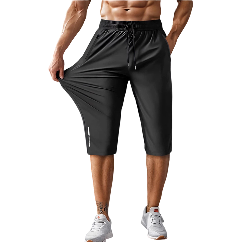 🩳🏃‍♂️✨ PROMO LIMITÉE -50% ! Pantalon de Sport Capri Homme – Séchage Rapide, Extensible & Poches Zippées (Noir/Gris/Vert Armée/Bleu, S-XL)