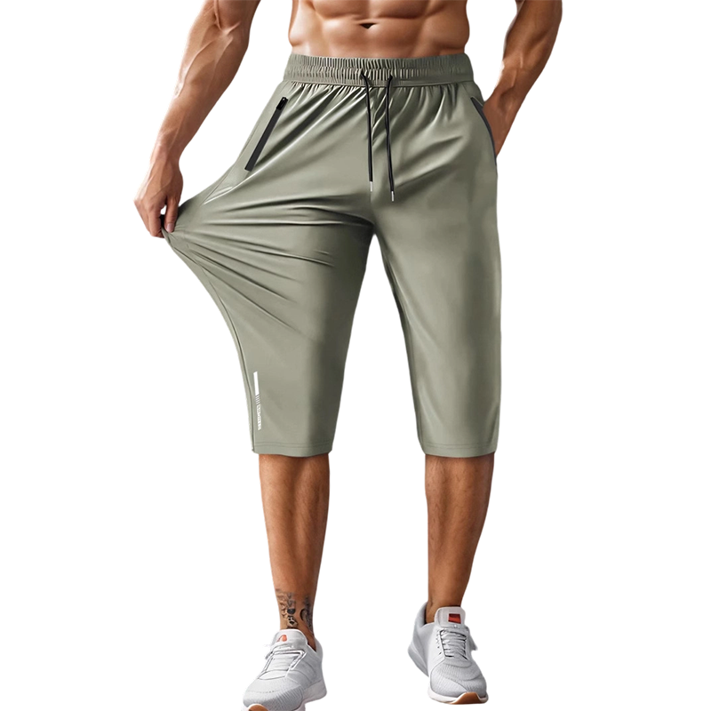 🩳🏃‍♂️✨ PROMO LIMITÉE -50% ! Pantalon de Sport Capri Homme – Séchage Rapide, Extensible & Poches Zippées (Noir/Gris/Vert Armée/Bleu, S-XL)