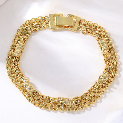 ✨ Cadeau parfait 💕 Bracelet de style bohème avec pendentifs "mauvais œil" et éléphant