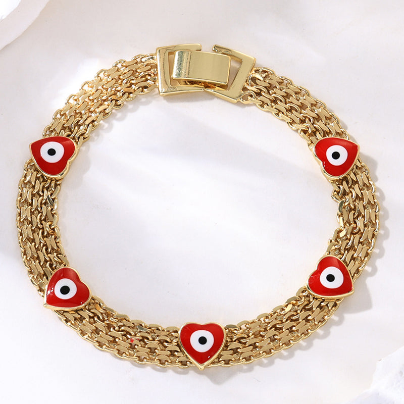 ✨ Cadeau parfait 💕 Bracelet de style bohème avec pendentifs "mauvais œil" et éléphant