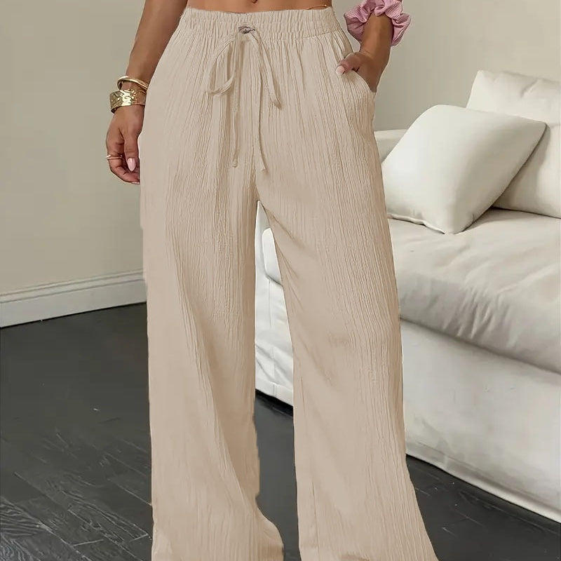 ❤️Pantalon large plissé de couleur unie pour femme