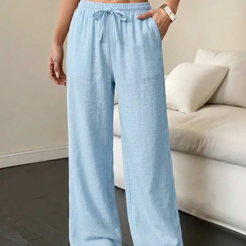 ❤️Pantalon large plissé de couleur unie pour femme